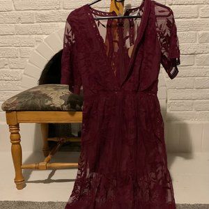 Burgundy Lace, Maxi Dress